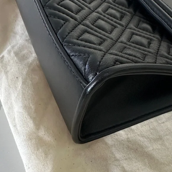 Tory Burch Fleming Large Convertible Bag Black Quilted Leather w/ Dust Bag - Picture 9 of 13